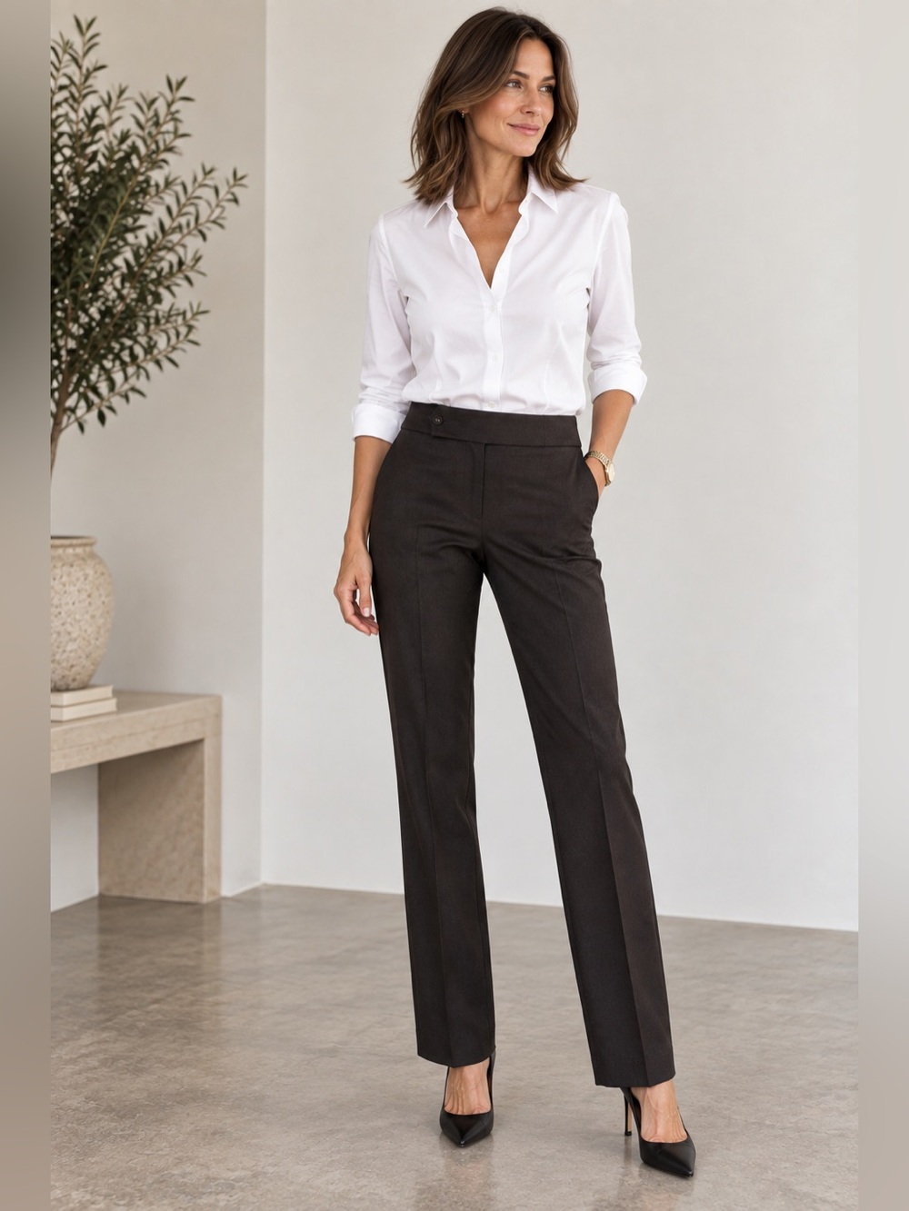 Ralph Lauren Charcoal Gray Black Label Made Italy Wool Stretch Trousers Sz 10